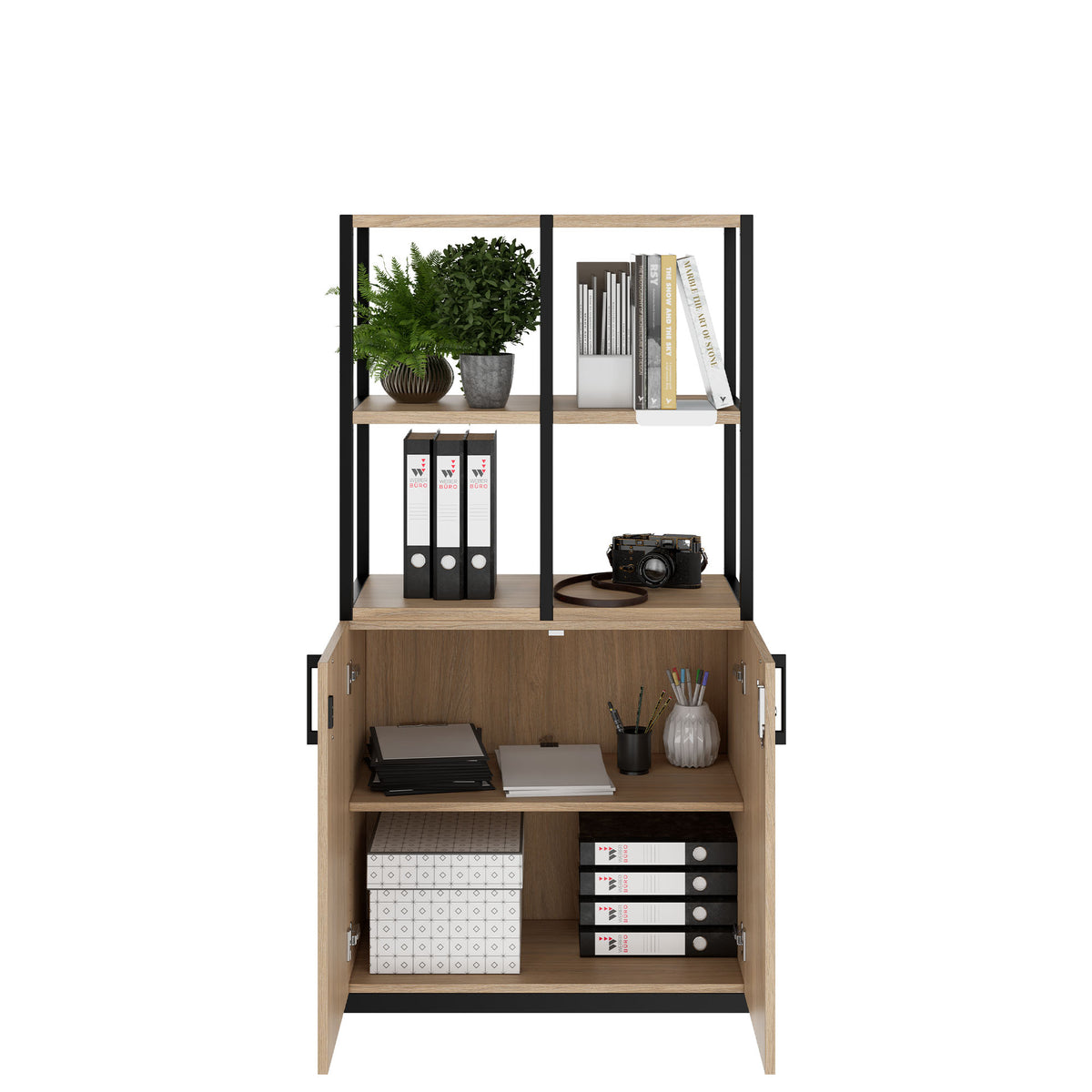 CHOICE Regalschrank | 4 OH, 800 x 1545 mm, Bernsteineiche - 2 Lightbox Main Image