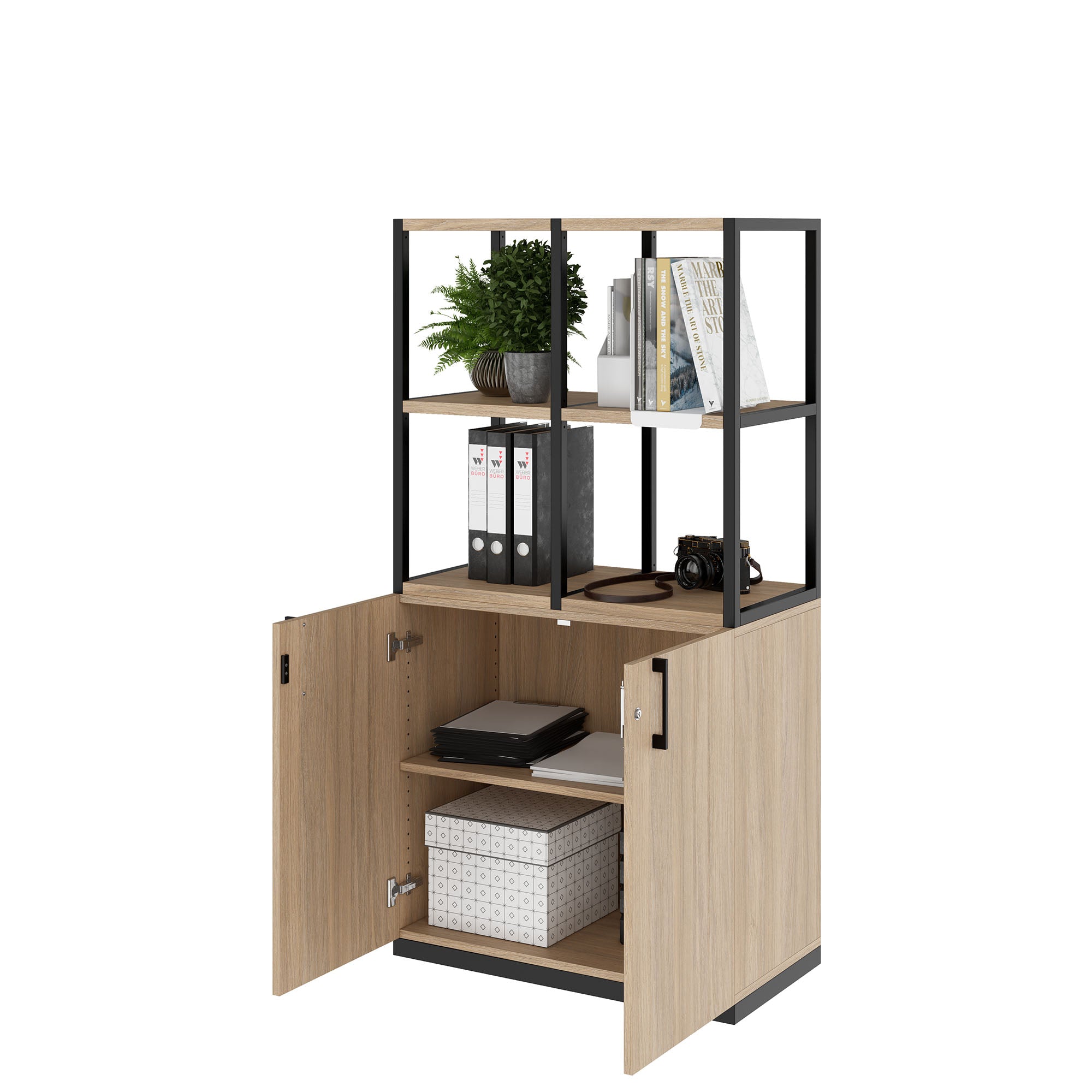CHOICE shelf cabinet | 4 OH, 800 x 1545 mm, amber oak