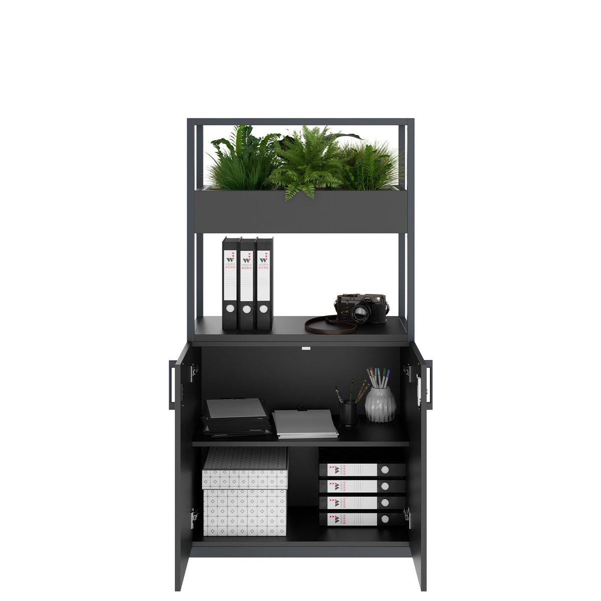 CHOICE Regalschrank | 4 OH, 800 x 1545 mm, Blumenkasten, Anthrazit - 2 Lightbox Main Image