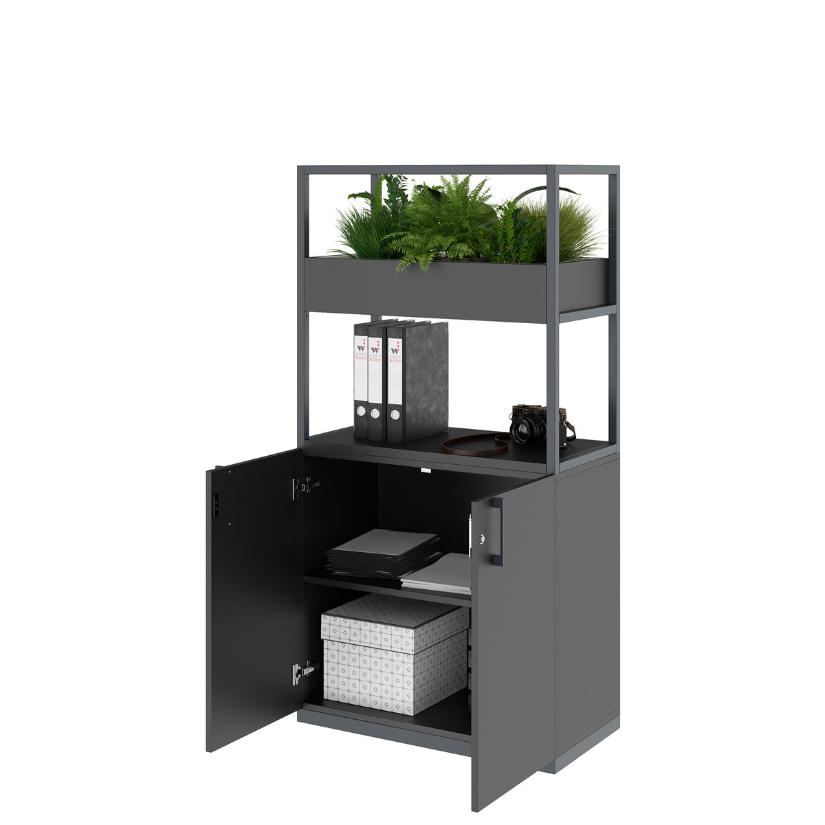 CHOICE Regalschrank | 4 OH, 800 x 1545 mm, Blumenkasten, Anthrazit - 3 Lightbox Main Image