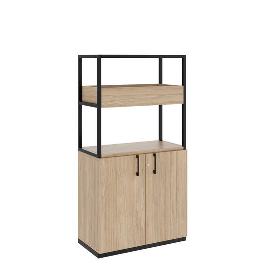 Armoire étagère CHOICE | 4 OH, 800 x 1545 mm, bac à fleurs, chêne ambré