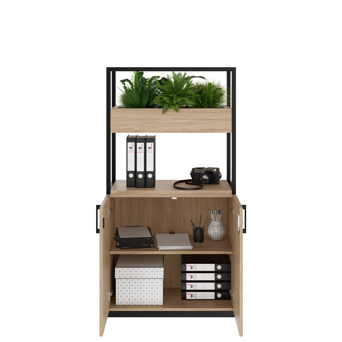 CHOICE Storage cabinet | 4 OH, 800 x 1545 mm, planter box, amber oak  - 2 Lightbox Main Image