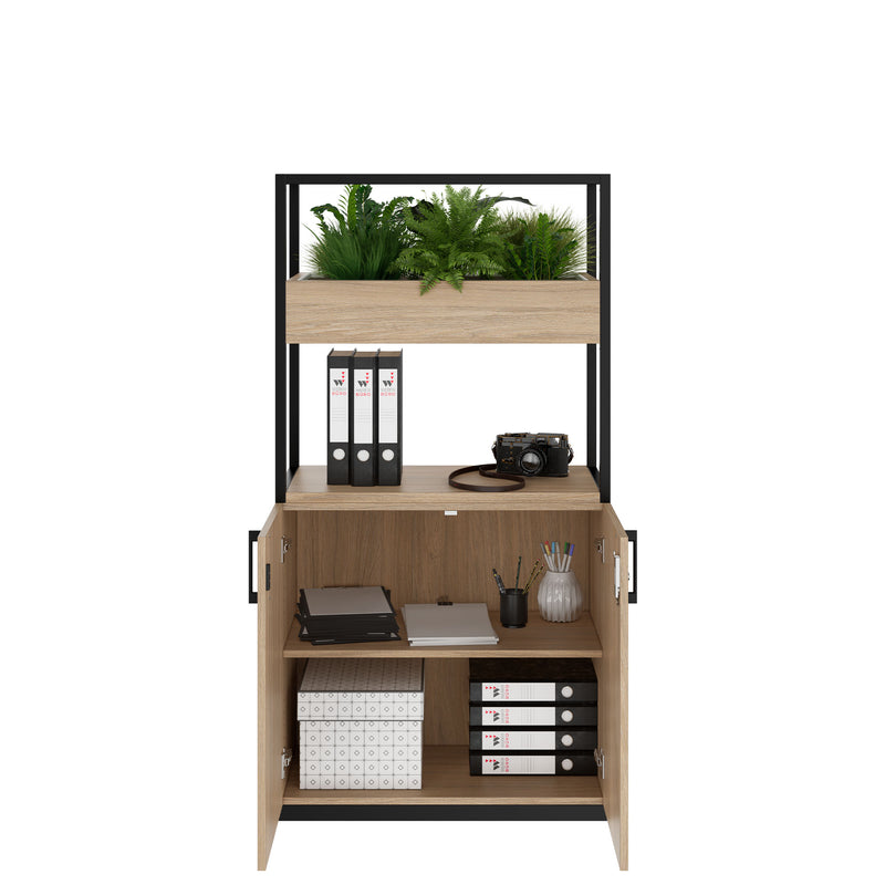 CHOICE Storage cabinet | 4 OH, 800 x 1545 mm, planter box, amber oak  - 2 Main Image
