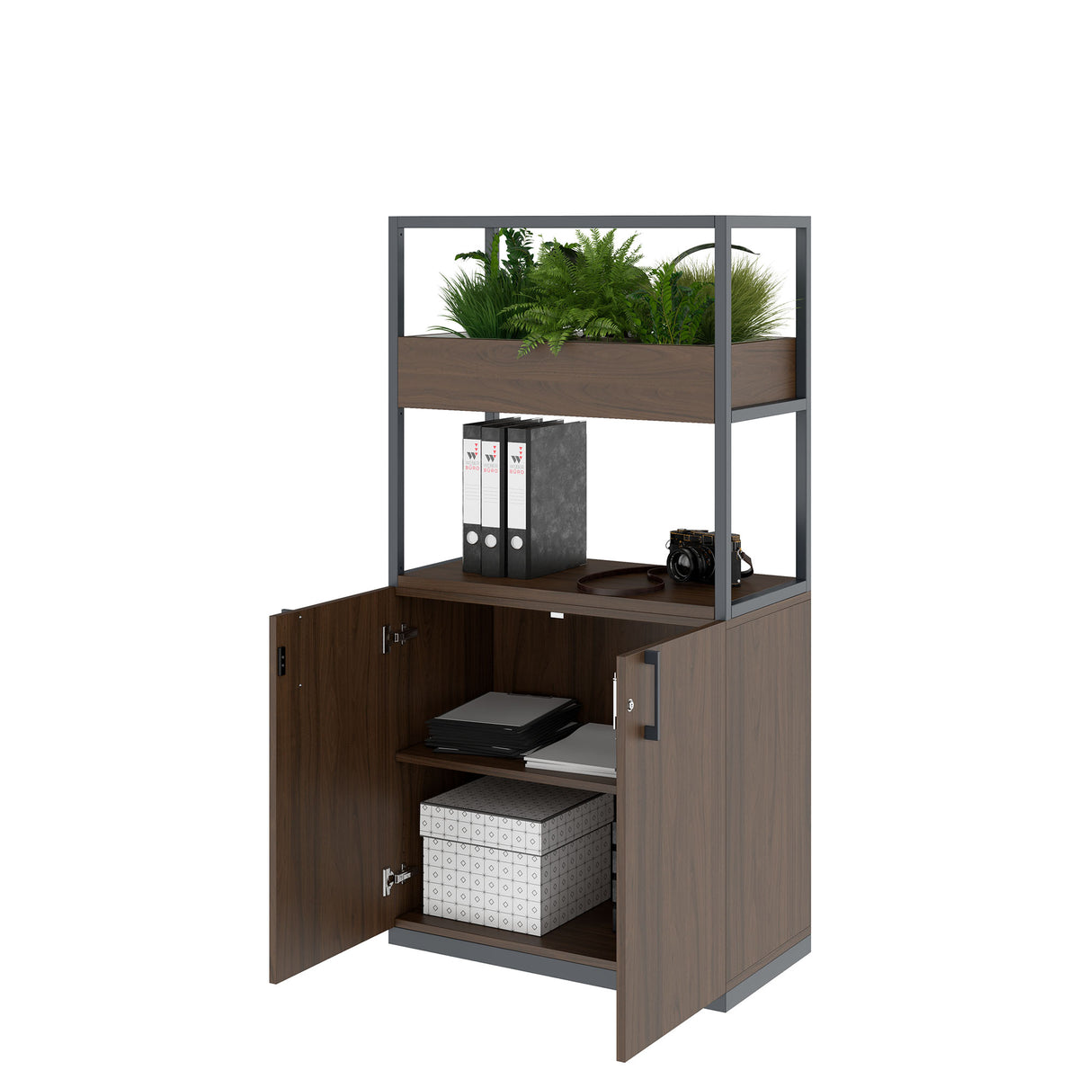 CHOICE Regalschrank | 4 OH, 800 x 1545 mm, Blumenkasten, Nussbaum - 3 Lightbox Main Image