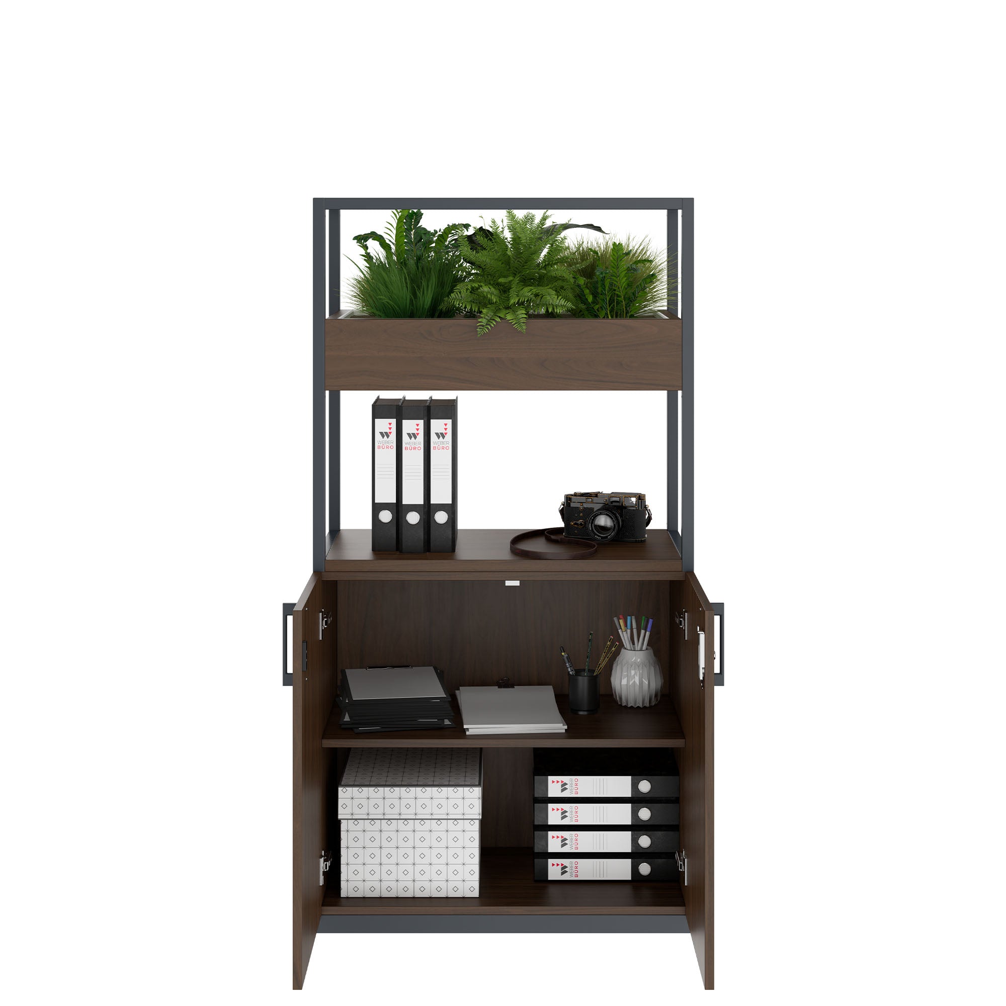 CHOICE Cabinet scaffale | 4 OH, 800 x 1545 mm, floreale, noce