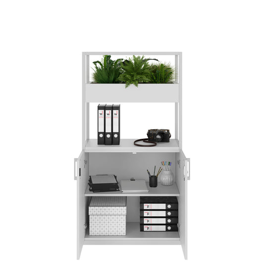 CHOICE shelf cabinet | 4 OH, 800 x 1545 mm, flower box, pearl gray