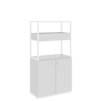 Armoire étagère CHOICE | 4 OH, 800 x 1545 mm, bac à fleurs, gris perle