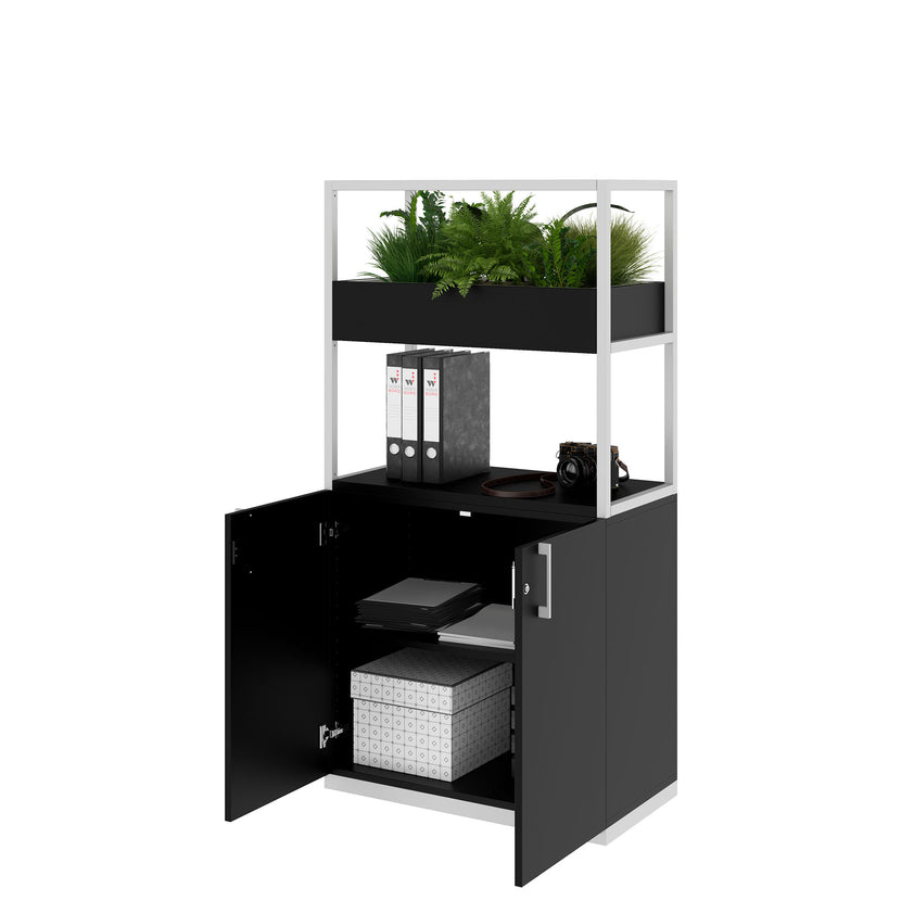 CHOICE shelf cabinet | 4 OH, 800 x 1545 mm, flower box, black