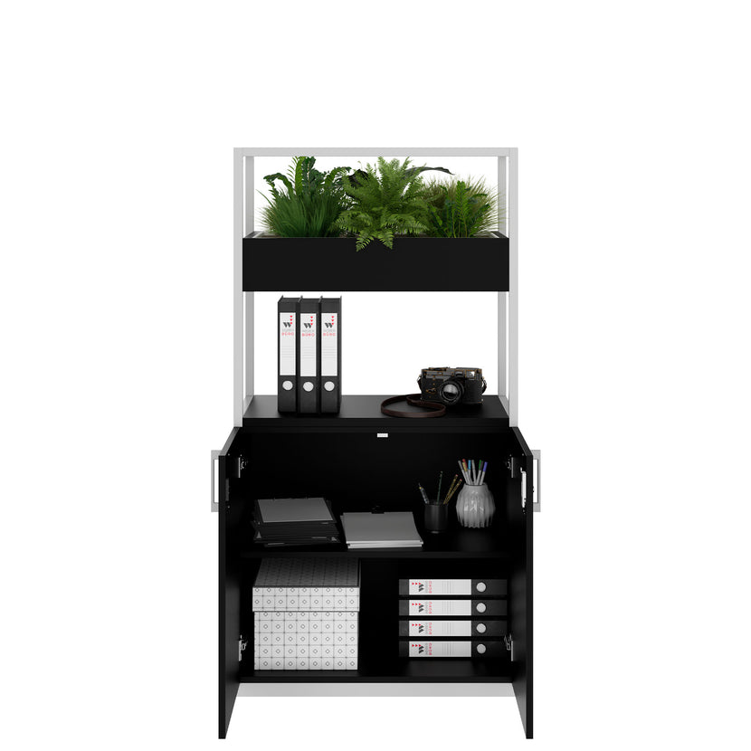 CHOICE shelf cabinet | 4 OH, 800 x 1545 mm, flower box, black