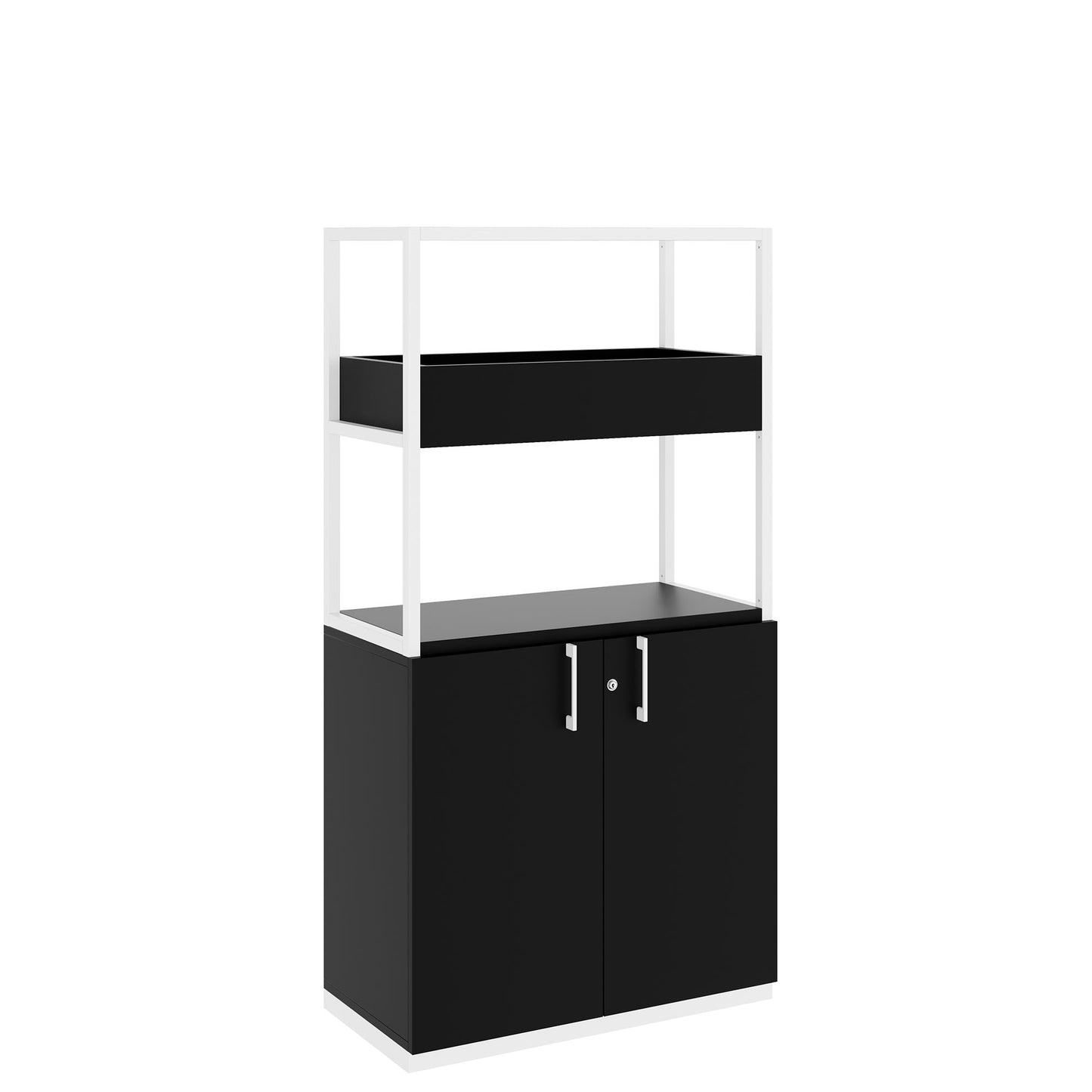 Armoire étagère CHOICE | 4 OH, 800 x 1545 mm, bac à fleurs, noir