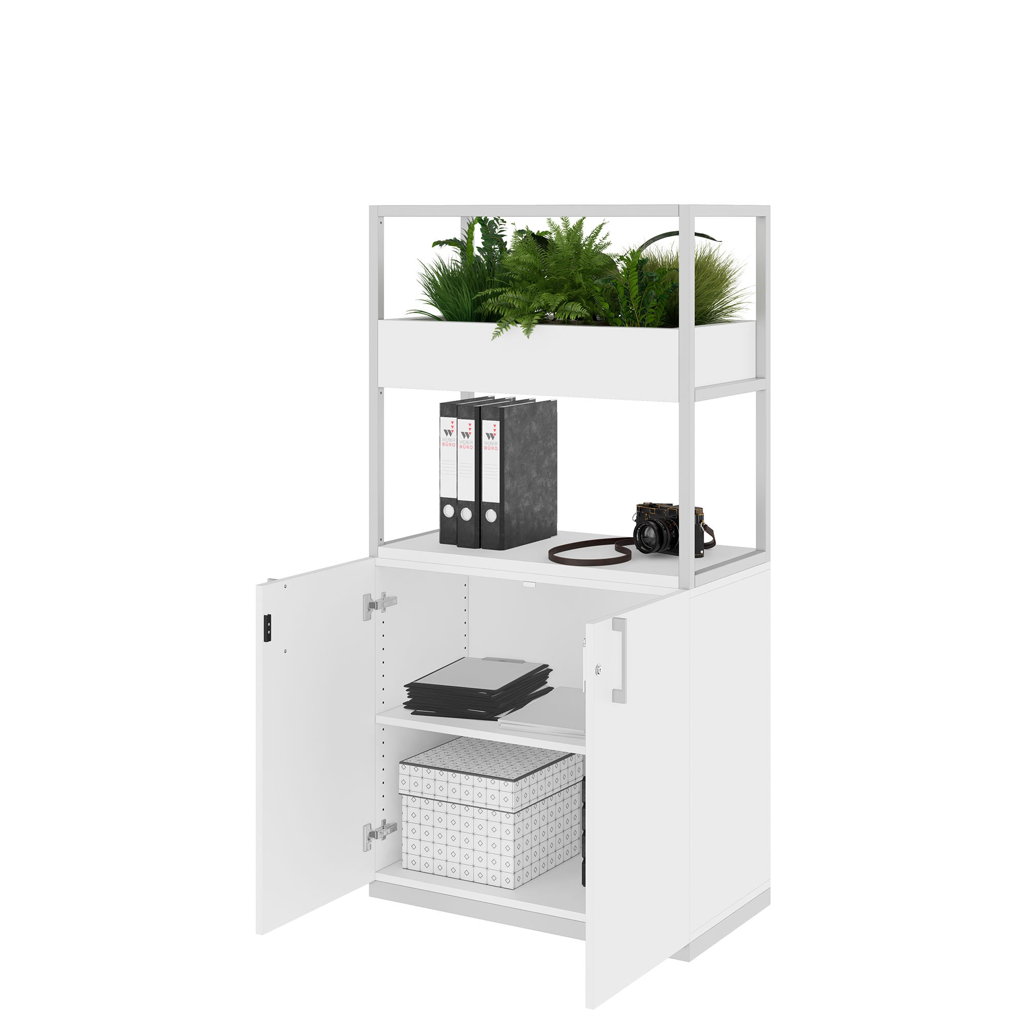 CHOICE Shelf cabinet | 4 Oh, 800 x 1545 mm, flower box, white