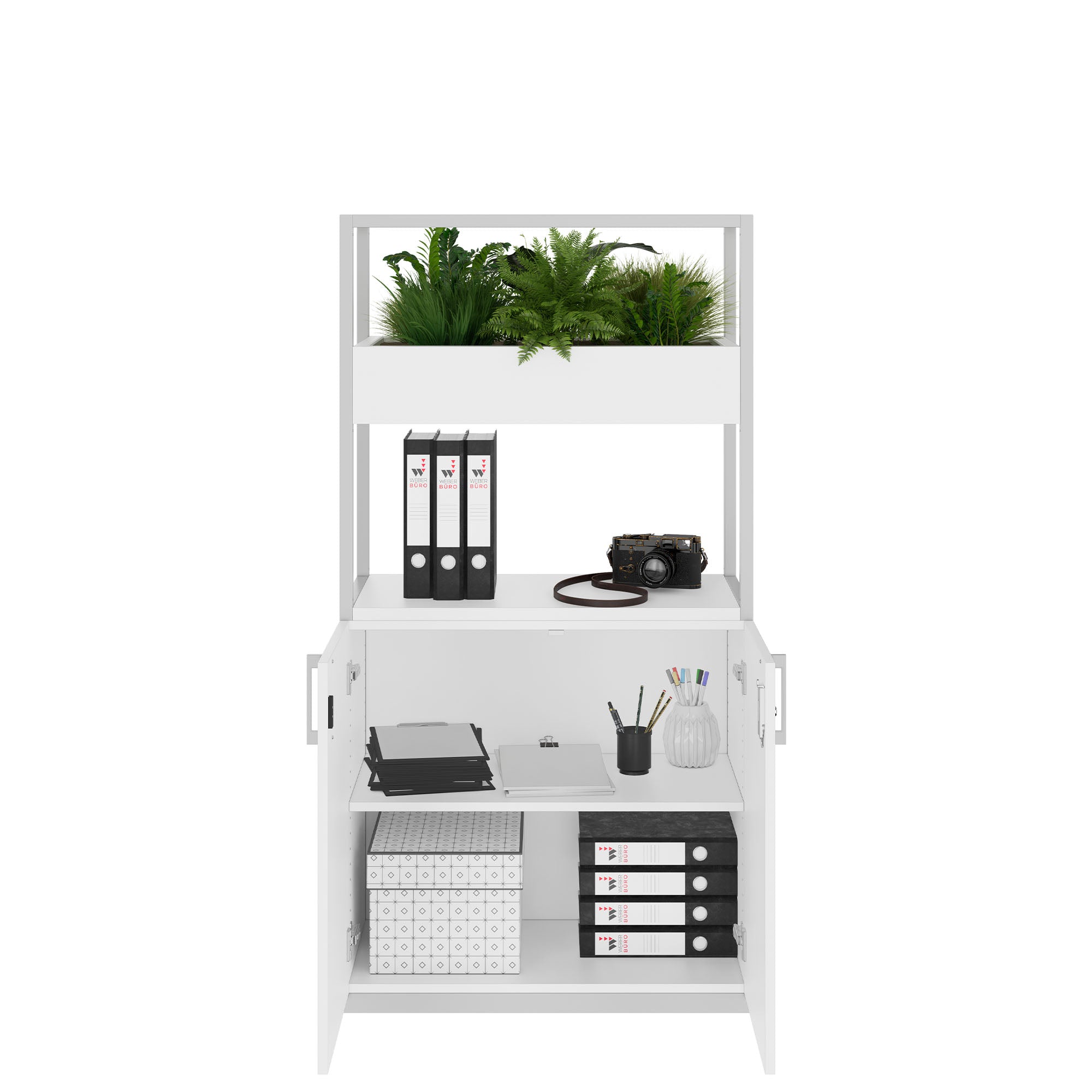 CHOICE Shelf cabinet | 4 Oh, 800 x 1545 mm, flower box, white