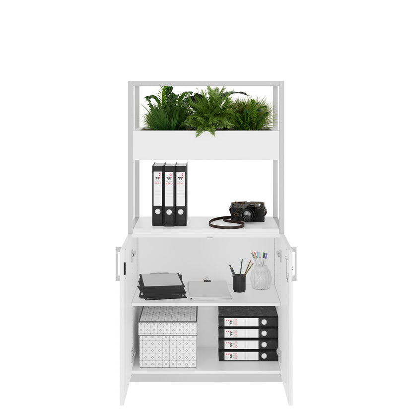 CHOICE Shelf cabinet | 4 Oh, 800 x 1545 mm, flower box, white