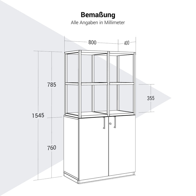 CHOICE Regalschrank | 4 OH, 800 x 1545 mm, Cubanitgrau - 8 Main Image