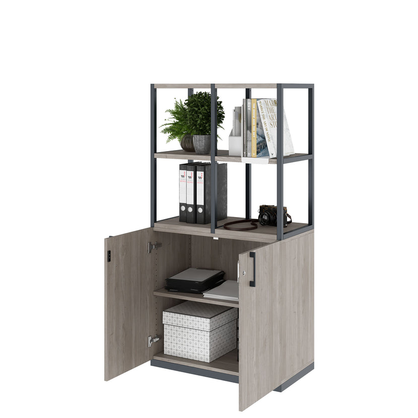 CHOICE shelf cabinet | 4 OH, 800 x 1545 mm, gray northern oak