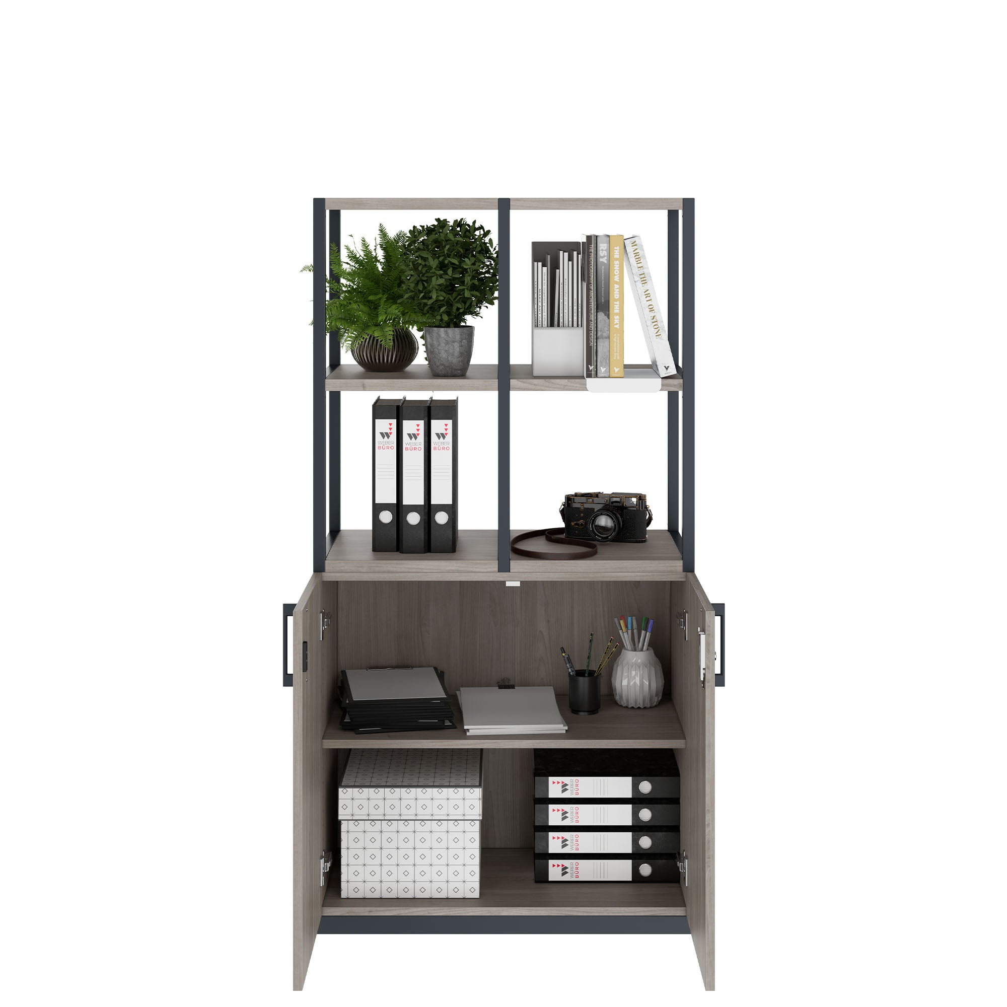 CHOICE shelf cabinet | 4 OH, 800 x 1545 mm, gray northern oak