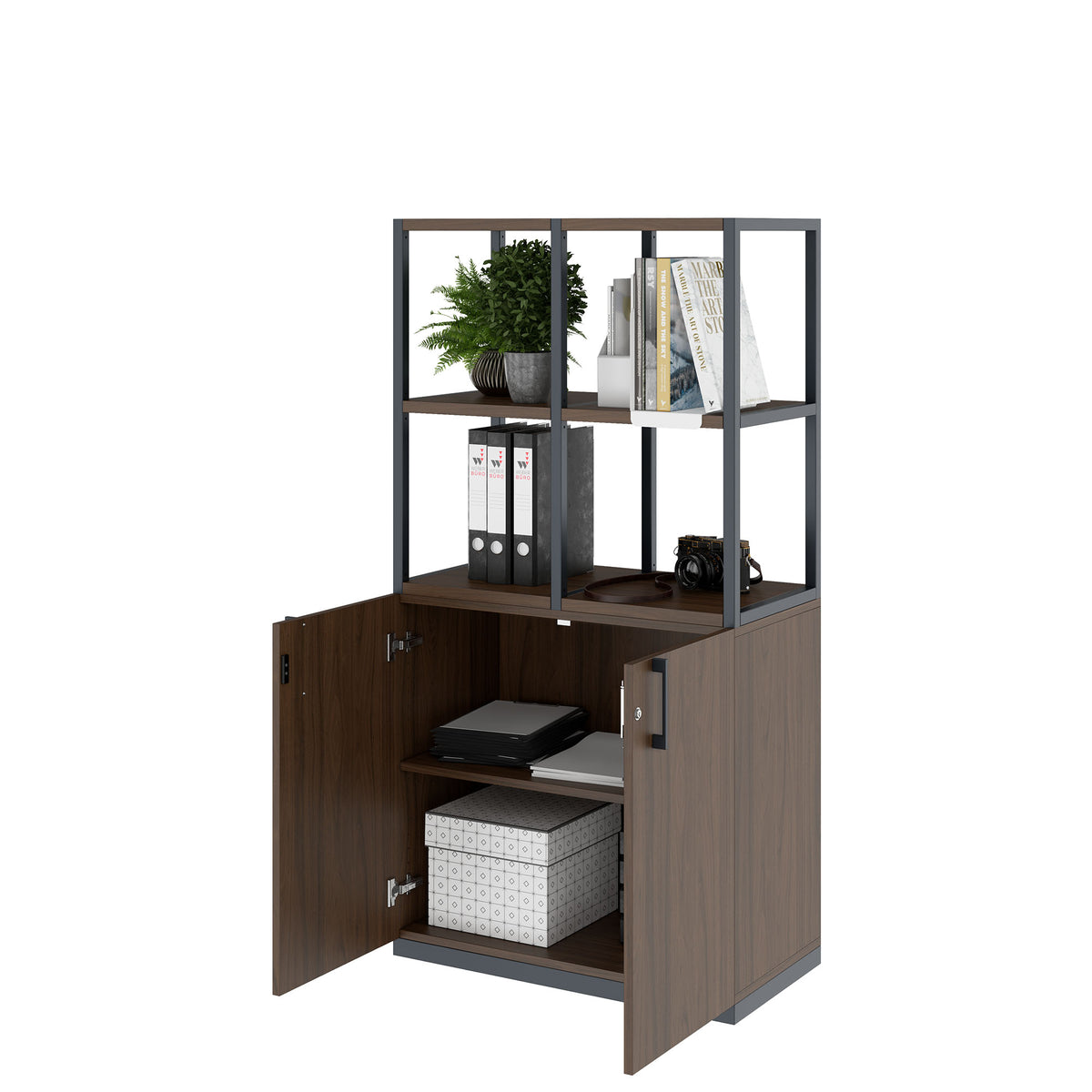 CHOICE Regalschrank | 4 OH, 800 x 1545 mm, Nussbaum - 3 Lightbox Main Image