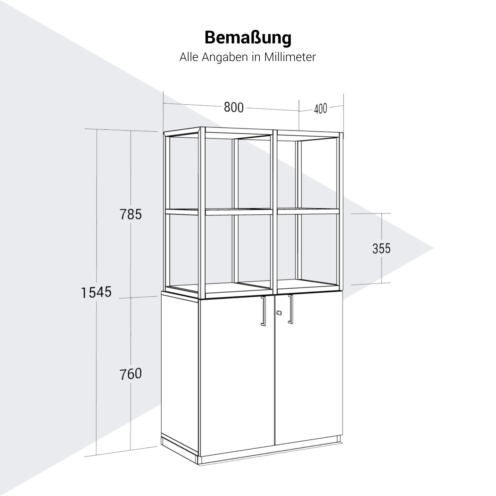 CHOICE shelf cabinet | 4 OH, 800 x 1545 mm, pearl gray