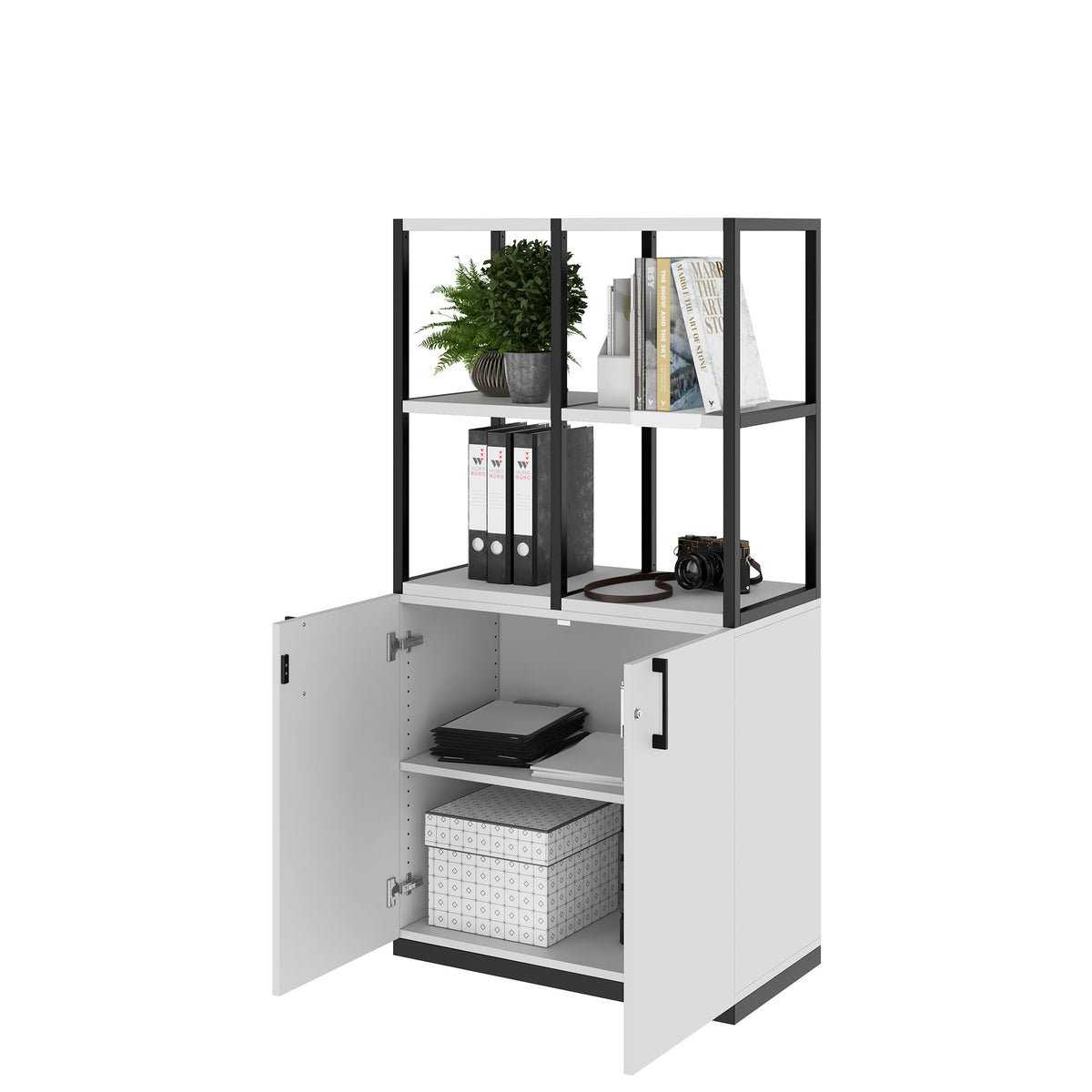 CHOICE Shelf cabinet | 4 OH, 800 x 1545 mm, Pearl Grey  - 3 Lightbox Main Image