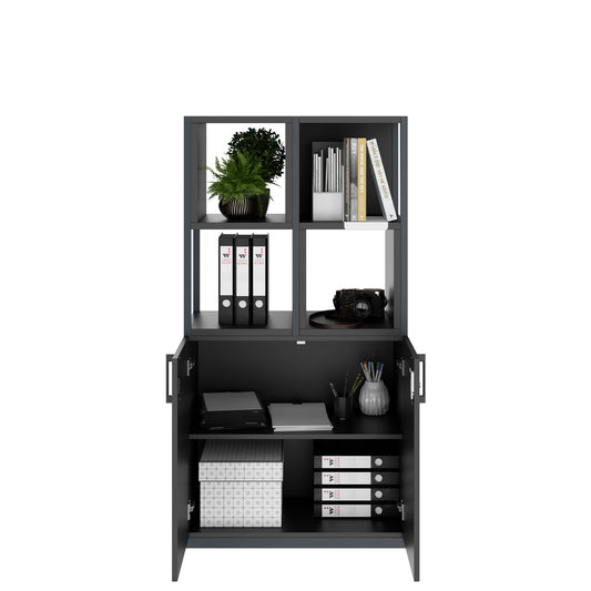 Armoire étagère CHOICE | 4 OH, 800 x 1545 mm, boîtes à étagères, anthracite