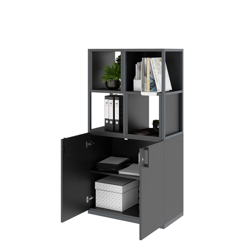 CHOICE Regalschrank | 4 OH, 800 x 1545 mm, Regalkisten, Anthrazit - 3 Main Image