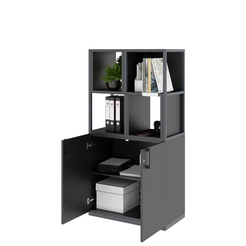 CHOICE shelf cabinet | 4 OH, 800 x 1545 mm, shelf boxes, anthracite