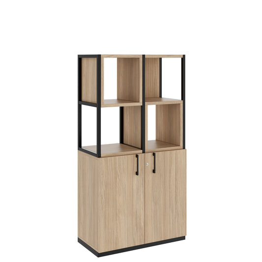 Armoire étagère CHOICE | 4 OH, 800 x 1545 mm, boîtes à étagères, chêne ambré