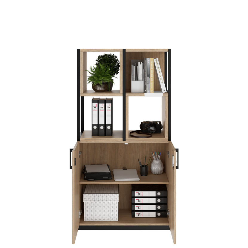 CHOICE shelf cabinet | 4 OH, 800 x 1545 mm, shelf boxes, amber oak