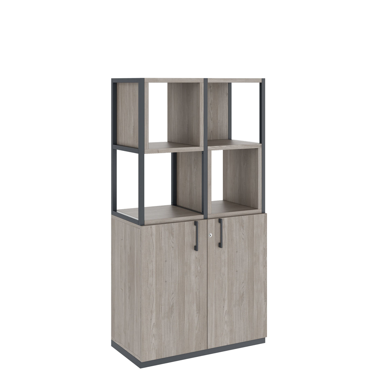 CHOICE Regalschrank | 4 OH, 800 x 1545 mm, Regalkisten, Nordeiche grau - 1 Lightbox Main Image