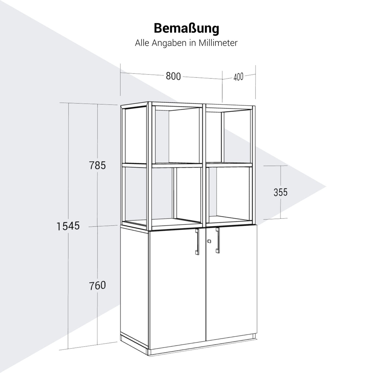 CHOICE Regalschrank | 4 OH, 800 x 1545 mm, Regalkisten, Nordeiche grau - 8 Lightbox Main Image