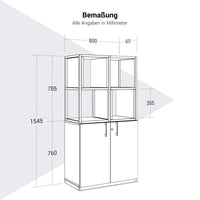 Armoire étagère CHOICE | 4 OH, 800 x 1545 mm, caissons pour étagères, chêne du nord gris