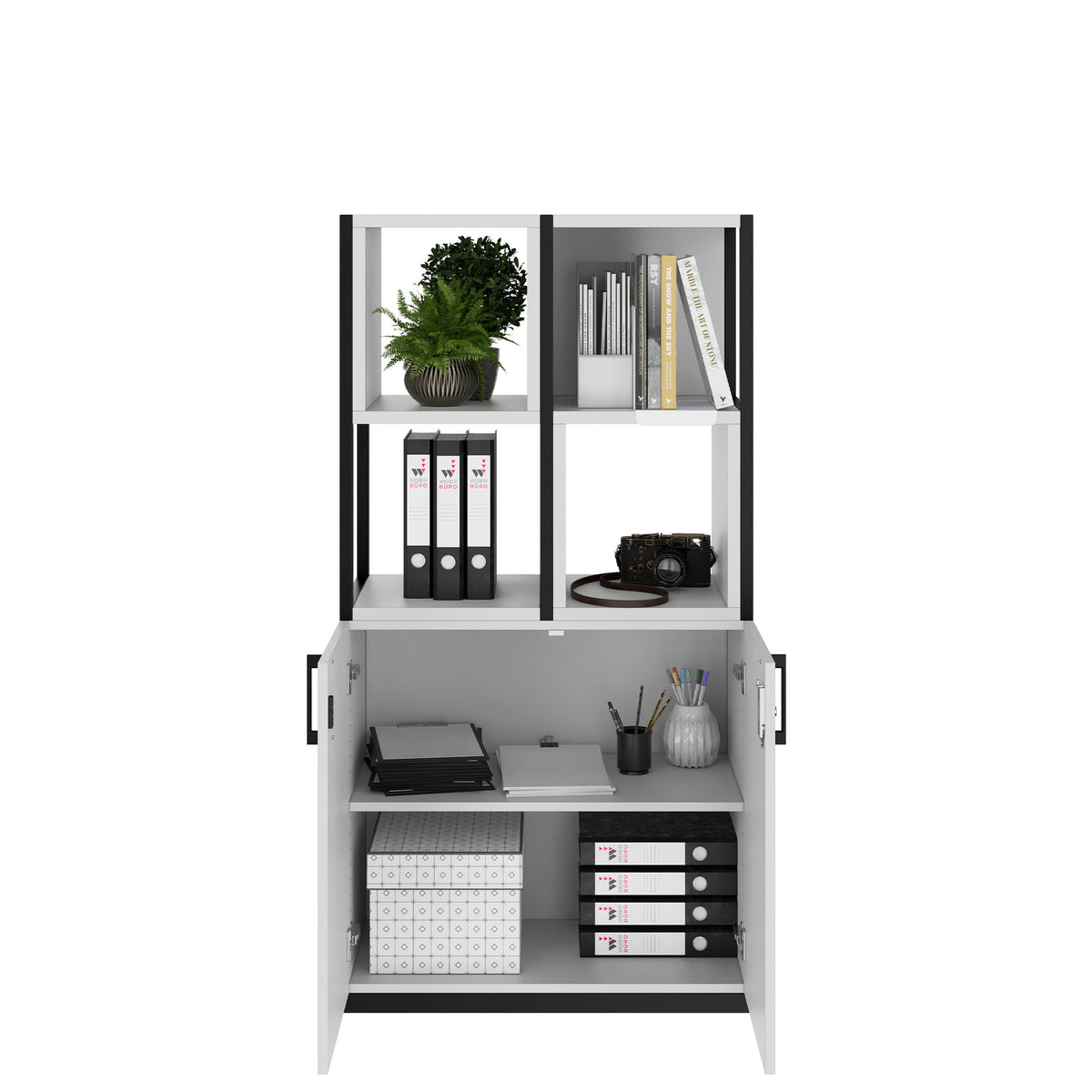 CHOICE Shelf cabinet | 4 OH, 800 x 1545 mm, shelf bins, pearl gray  - 2 Lightbox Main Image