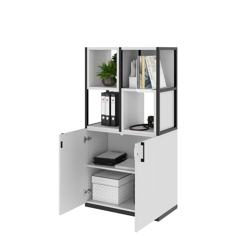 CHOICE Shelf cabinet | 4 OH, 800 x 1545 mm, shelf bins, pearl gray  - 3 Main Image