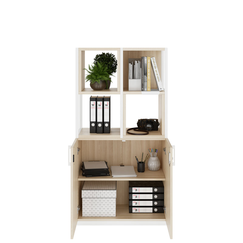 CHOICE Shelving cabinet | 4 OH, 800 x 1545 mm, shelf bins, Sand ash  - 2 Main Image