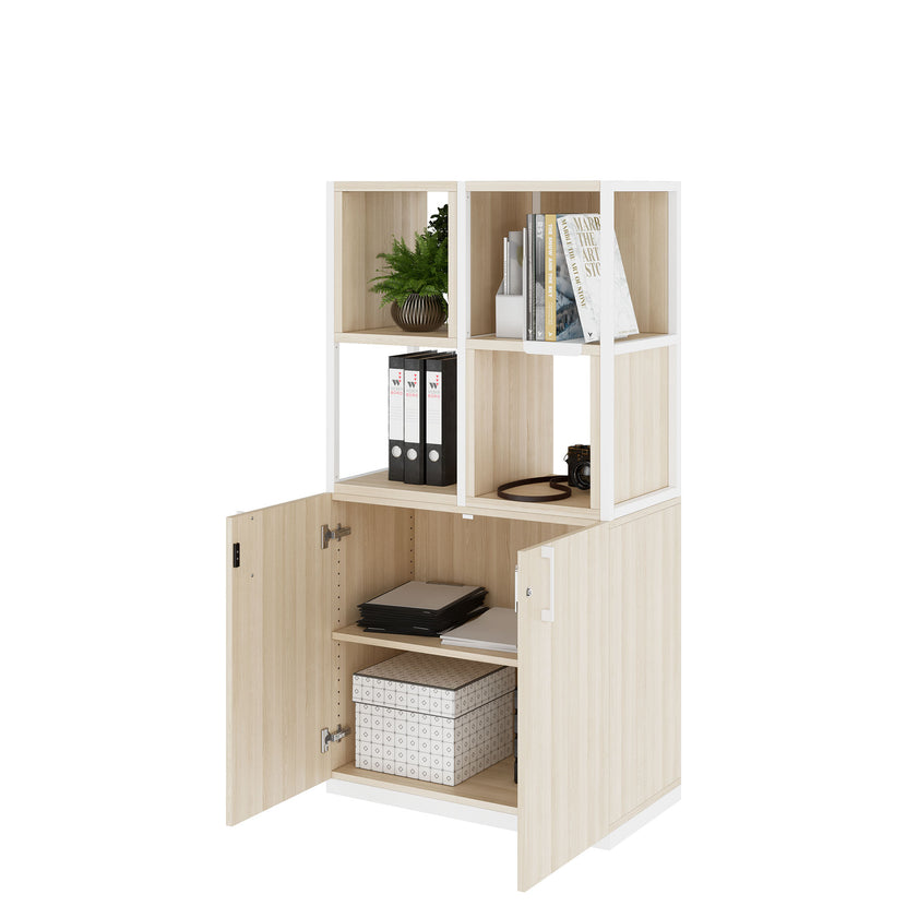 CHOICE shelf cabinet | 4 OH, 800 x 1545 mm, shelf boxes, sand ash
