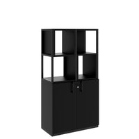 Armoire étagère CHOICE | 4 OH, 800 x 1545 mm, boîtes à étagères, noir