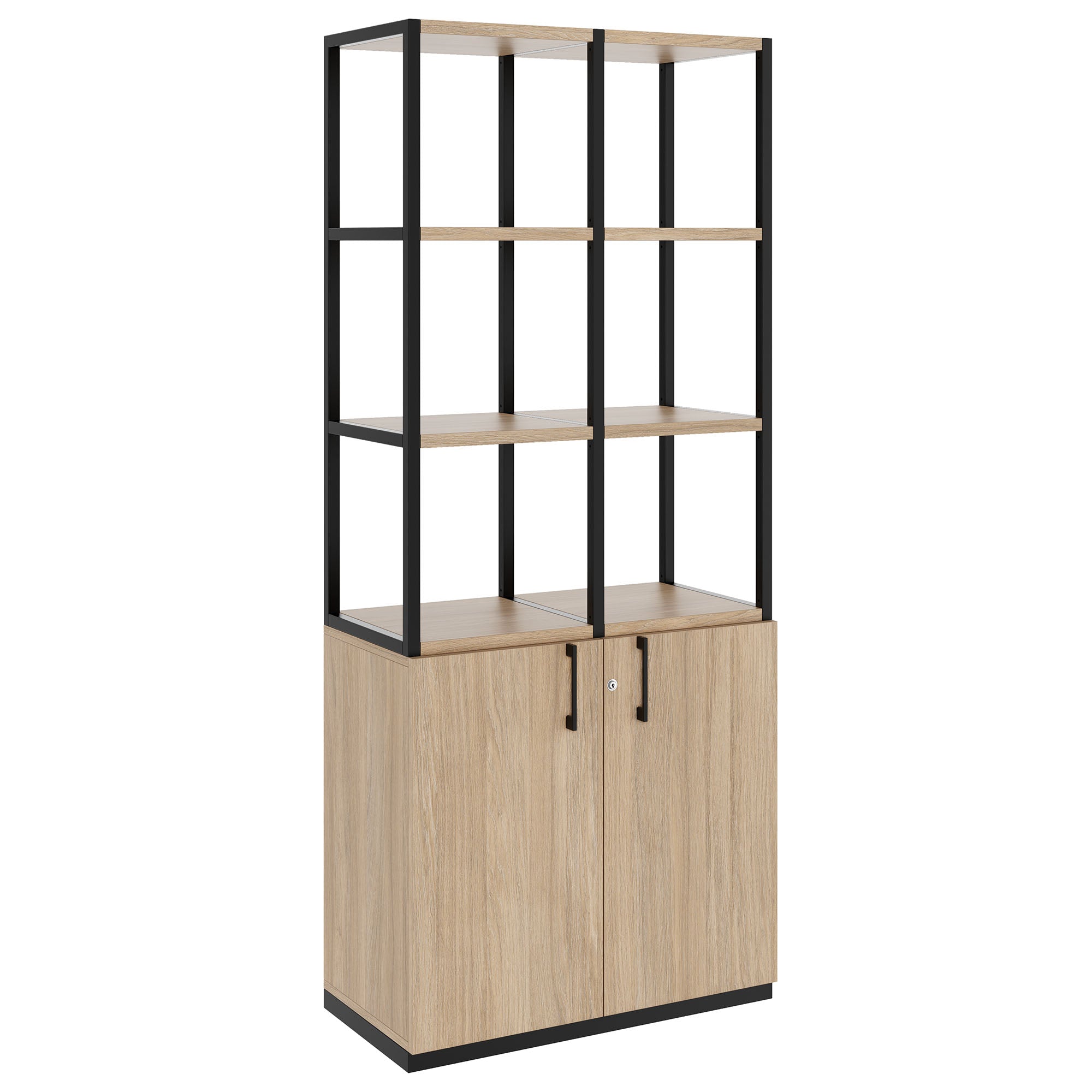 CHOICE shelf cabinet | 5 OH, 800 x 1925 mm, amber oak