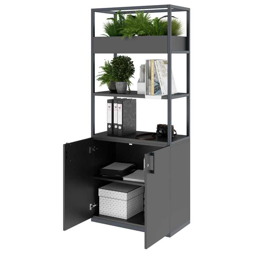 CHOICE shelf cabinet | 5 OH, 800 x 1925 mm, flower box, anthracite