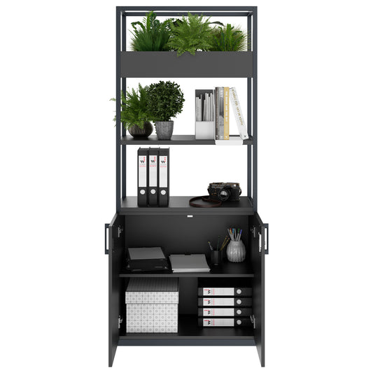 Armoire étagère CHOICE | 5 OH, 800 x 1925 mm, bac à fleurs, anthracite