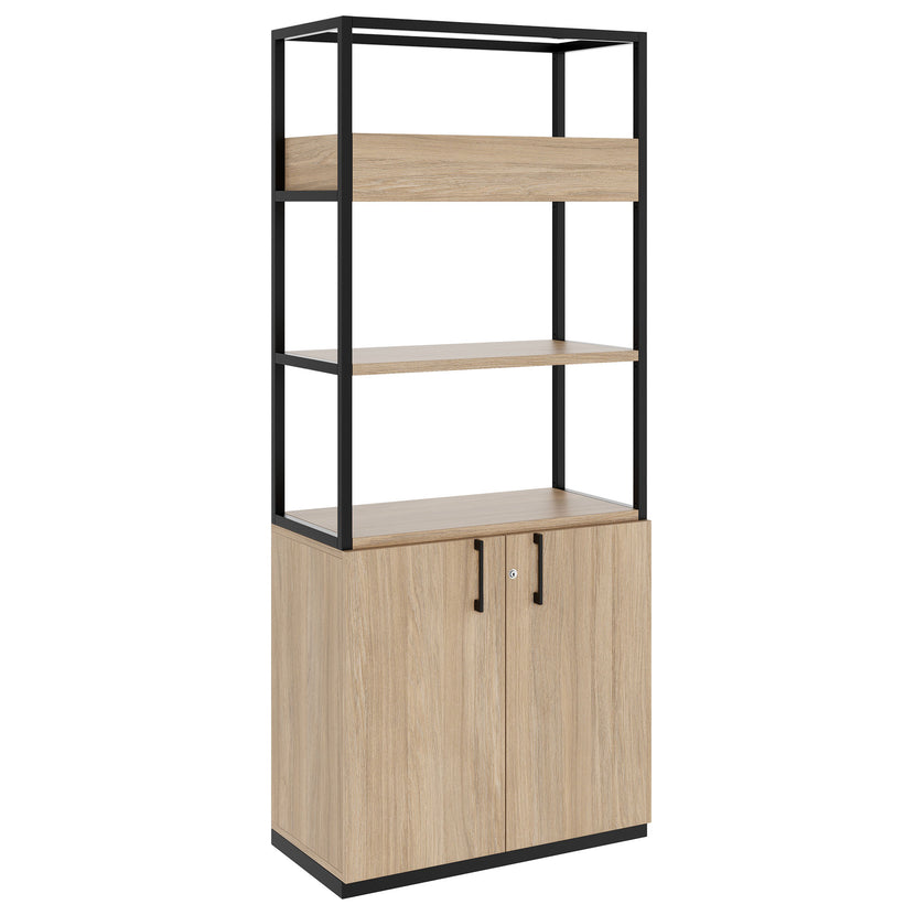 CHOICE Regalschrank | 5 OH, 800 x 1925 mm, Blumenkasten, Bernsteineiche