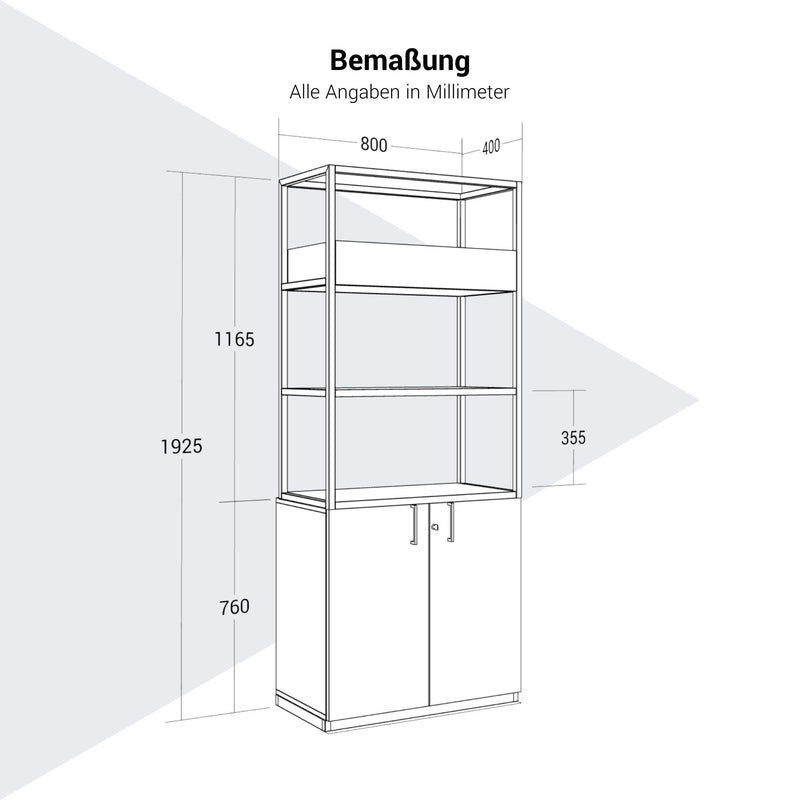 CHOICE Regalschrank | 5 OH, 800 x 1925 mm, Blumenkasten, Bernsteineiche - 8 Main Image
