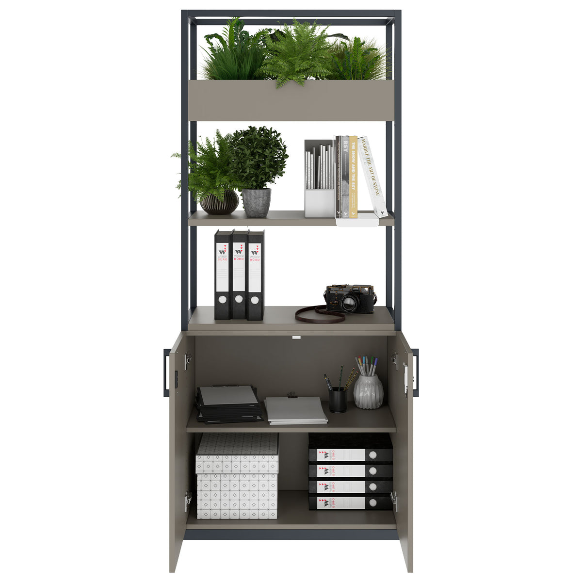 CHOICE Regalschrank | 5 OH, 800 x 1925 mm, Blumenkasten, Cubanitgrau - 2 Lightbox Main Image