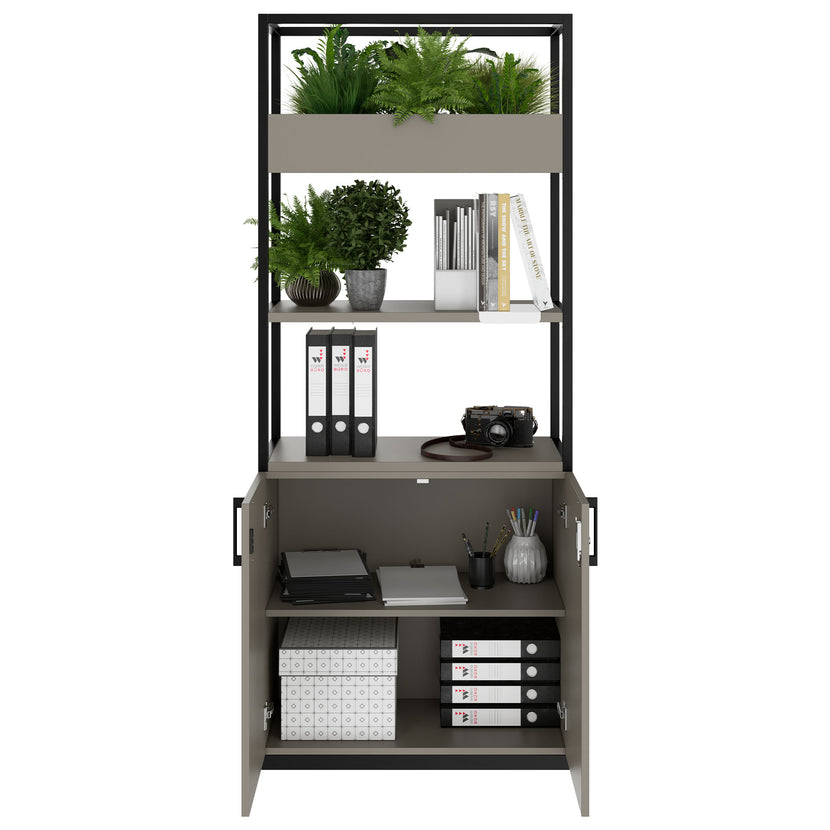 CHOICE shelf cabinet | 5 OH, 800 x 1925 mm, flower box, Cubanite gray