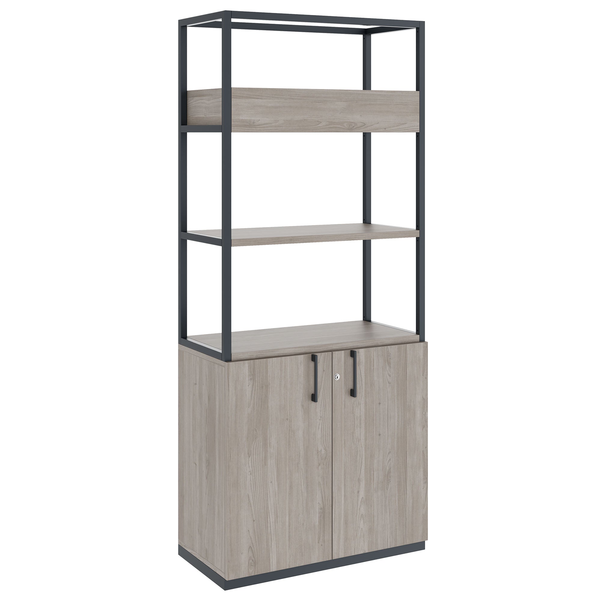 CHOICE Regalschrank | 5 OH, 800 x 1925 mm, Blumenkasten, Nordeiche grau