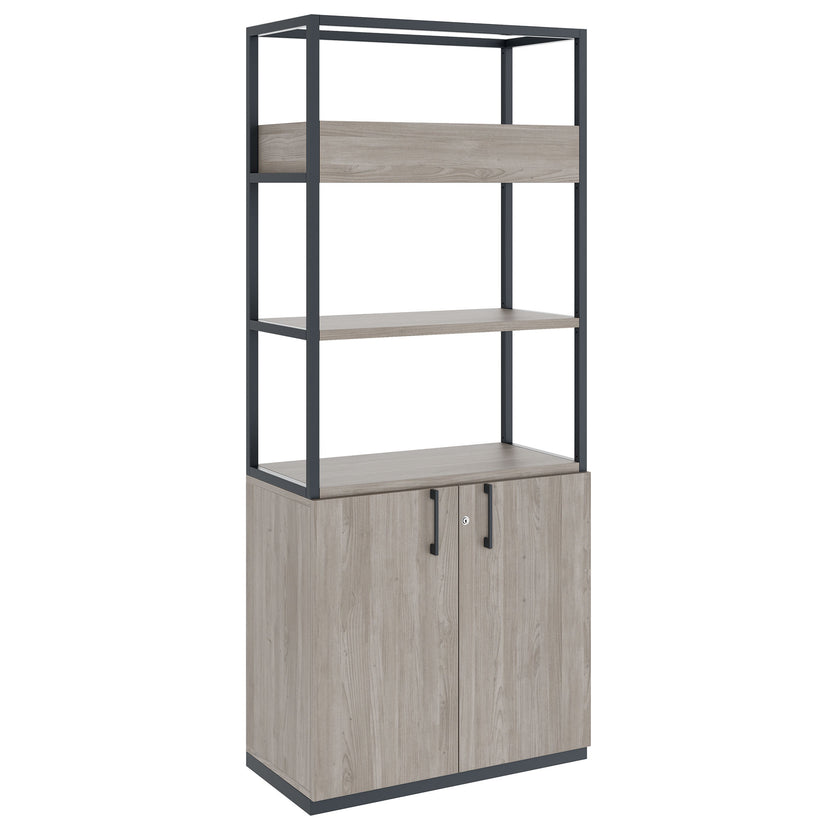 CHOICE Regalschrank | 5 OH, 800 x 1925 mm, Blumenkasten, Nordeiche grau