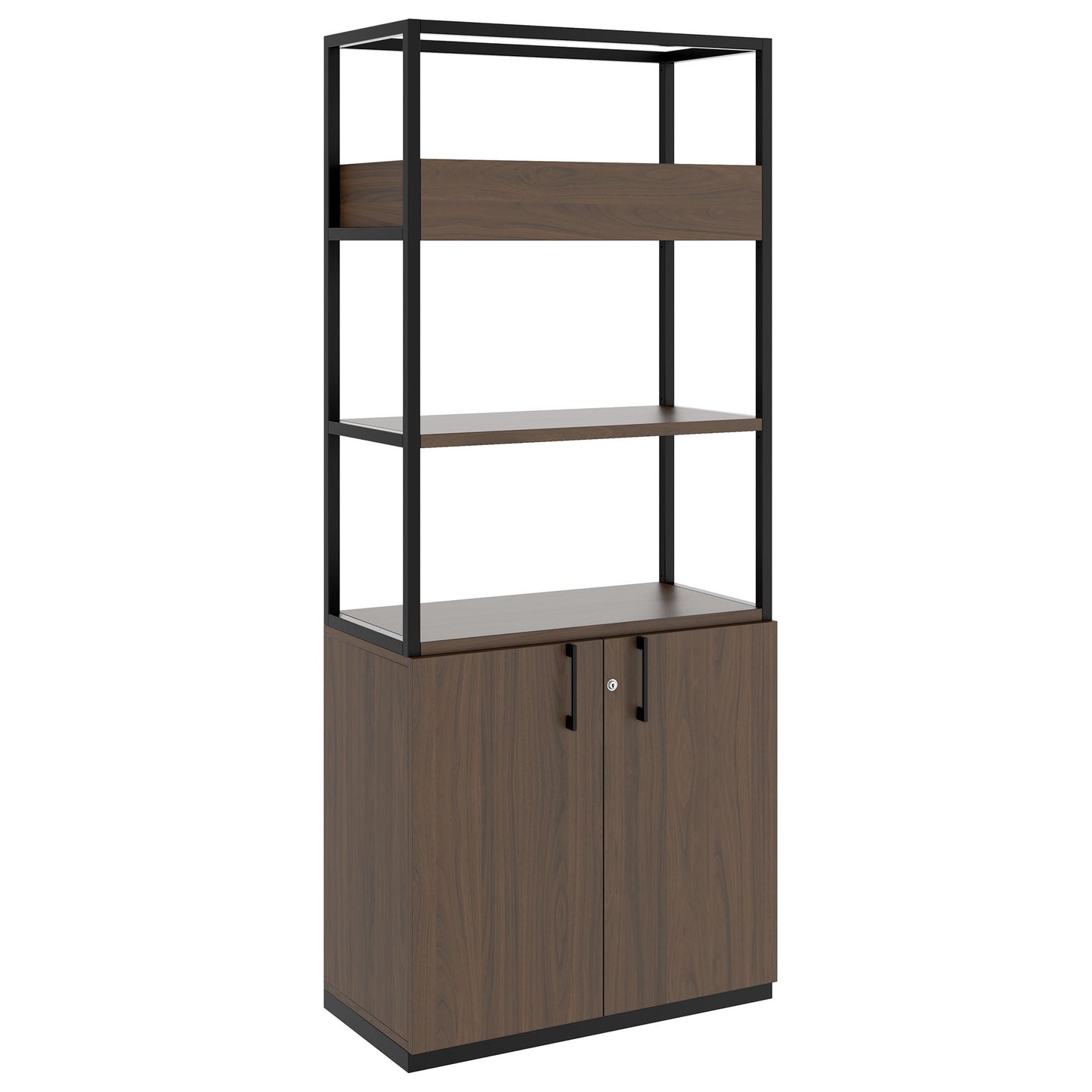 Armoire étagère CHOICE | 5 OH, 800 x 1925 mm, bac à fleurs, noyer