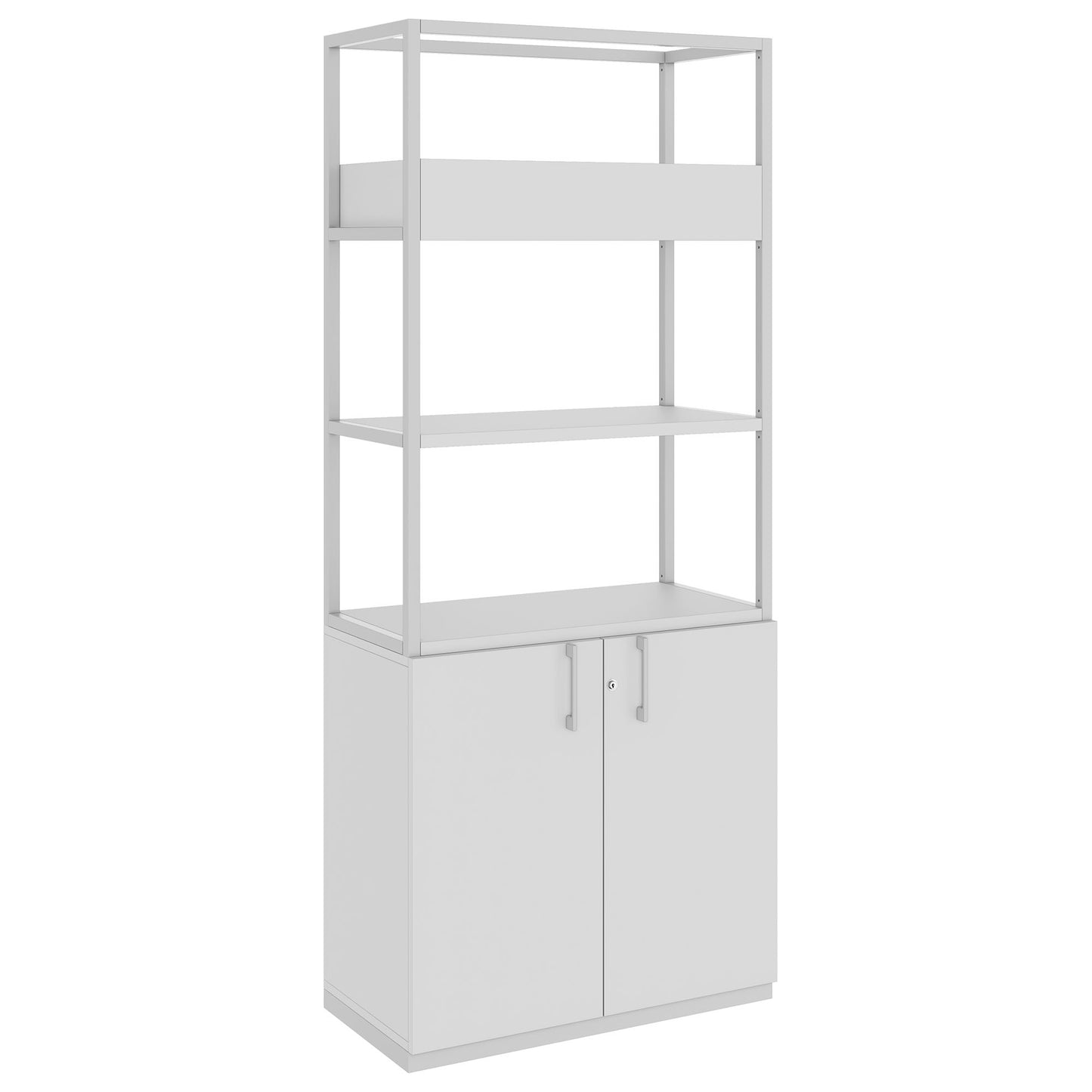 Armoire étagère CHOICE | 5 OH, 800 x 1925 mm, bac à fleurs, gris perle