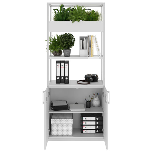 CHOICE shelf cabinet | 5 OH, 800 x 1925 mm, flower box, pearl gray