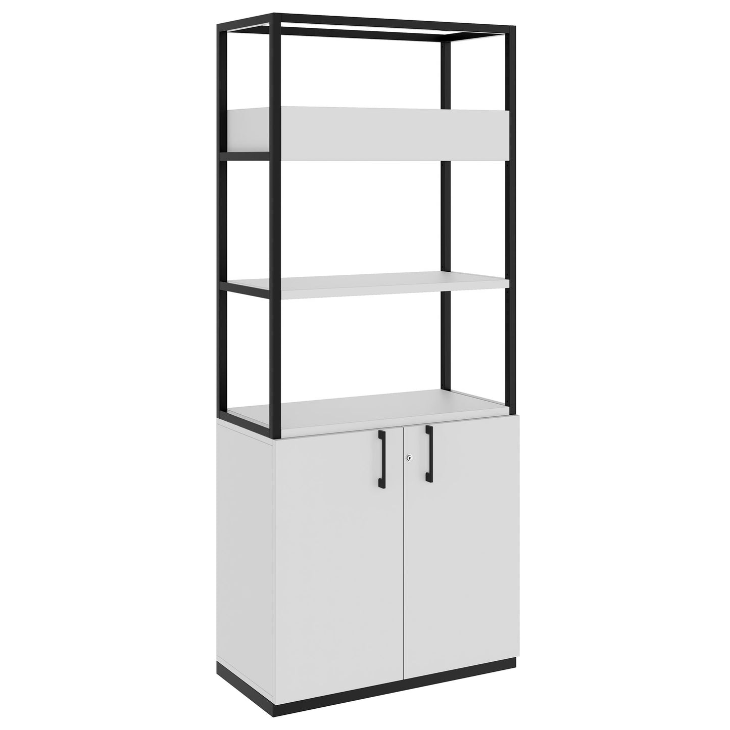 Armoire étagère CHOICE | 5 OH, 800 x 1925 mm, bac à fleurs, gris perle