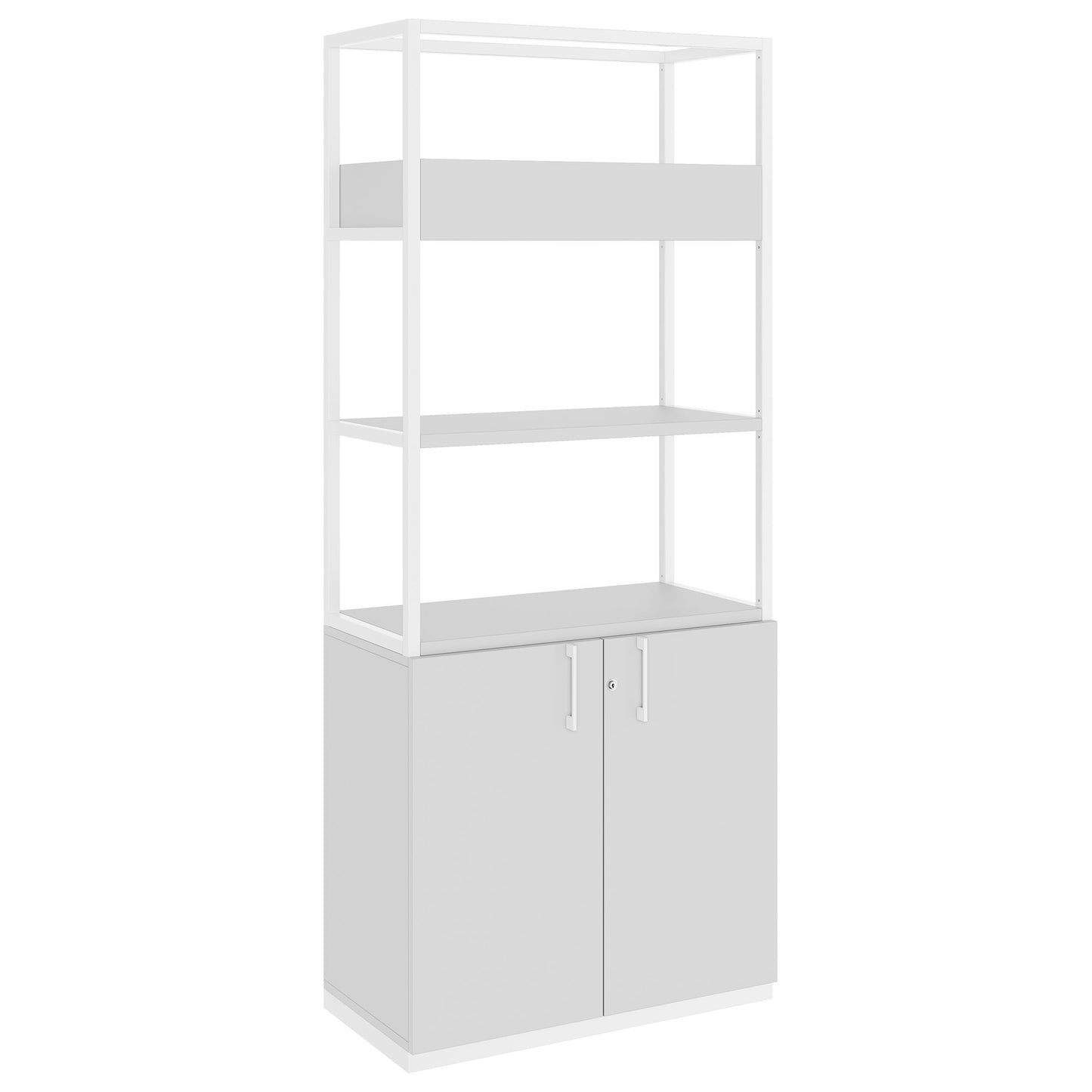 Armoire étagère CHOICE | 5 OH, 800 x 1925 mm, bac à fleurs, gris perle